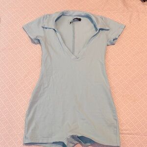 Light Blue Short Sleeve Romper